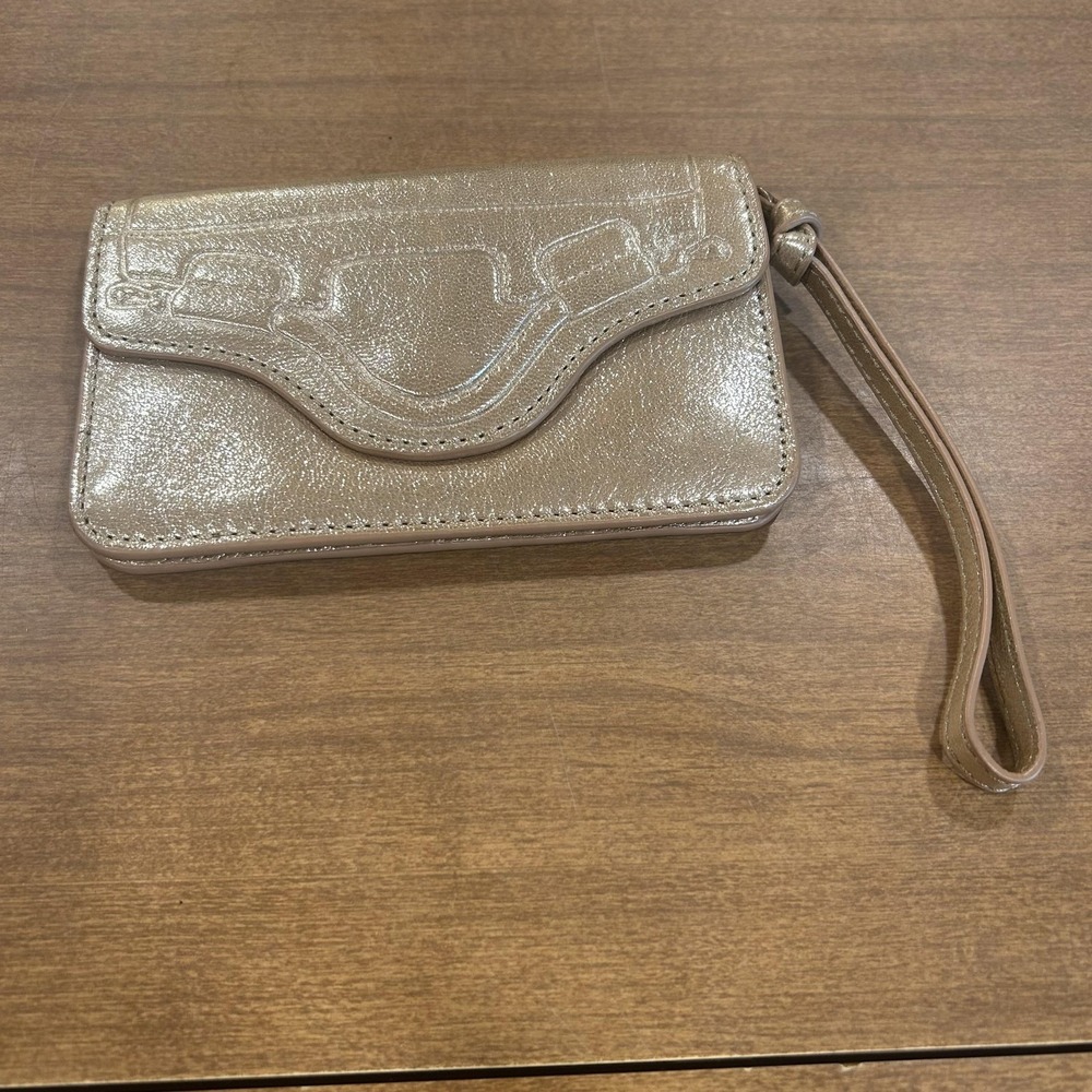 Foley + Corinna Wallet Womens One Size Gold Wristlet Folding Zip Mirror